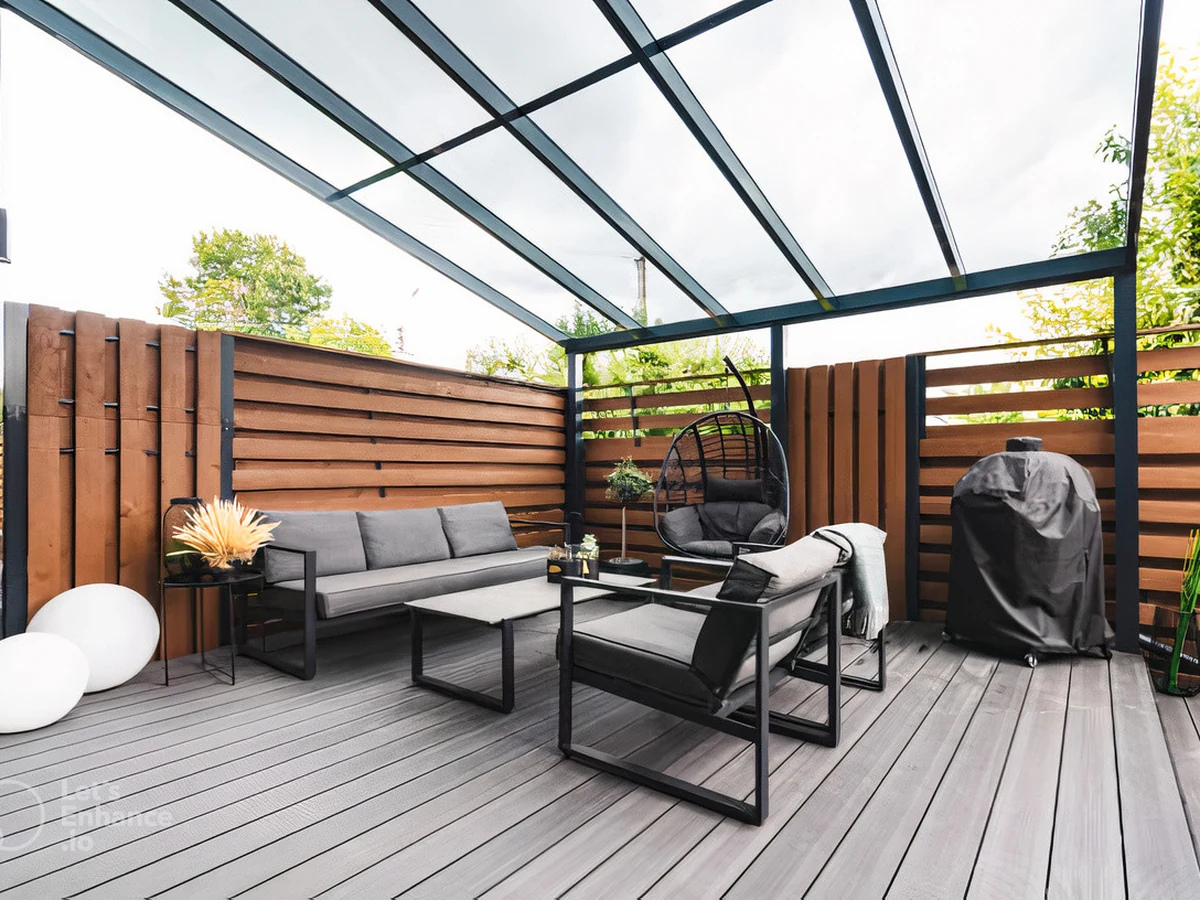 Covered outdoor decking area in Ipswich, professionally painted and sealed