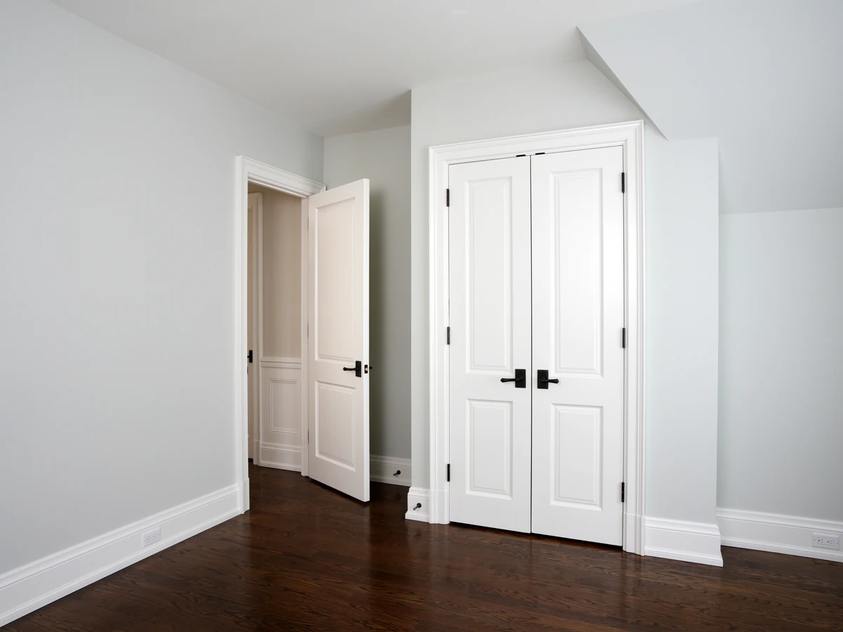 Door painting in grey interior by Ipswich Painters, professional door finishing