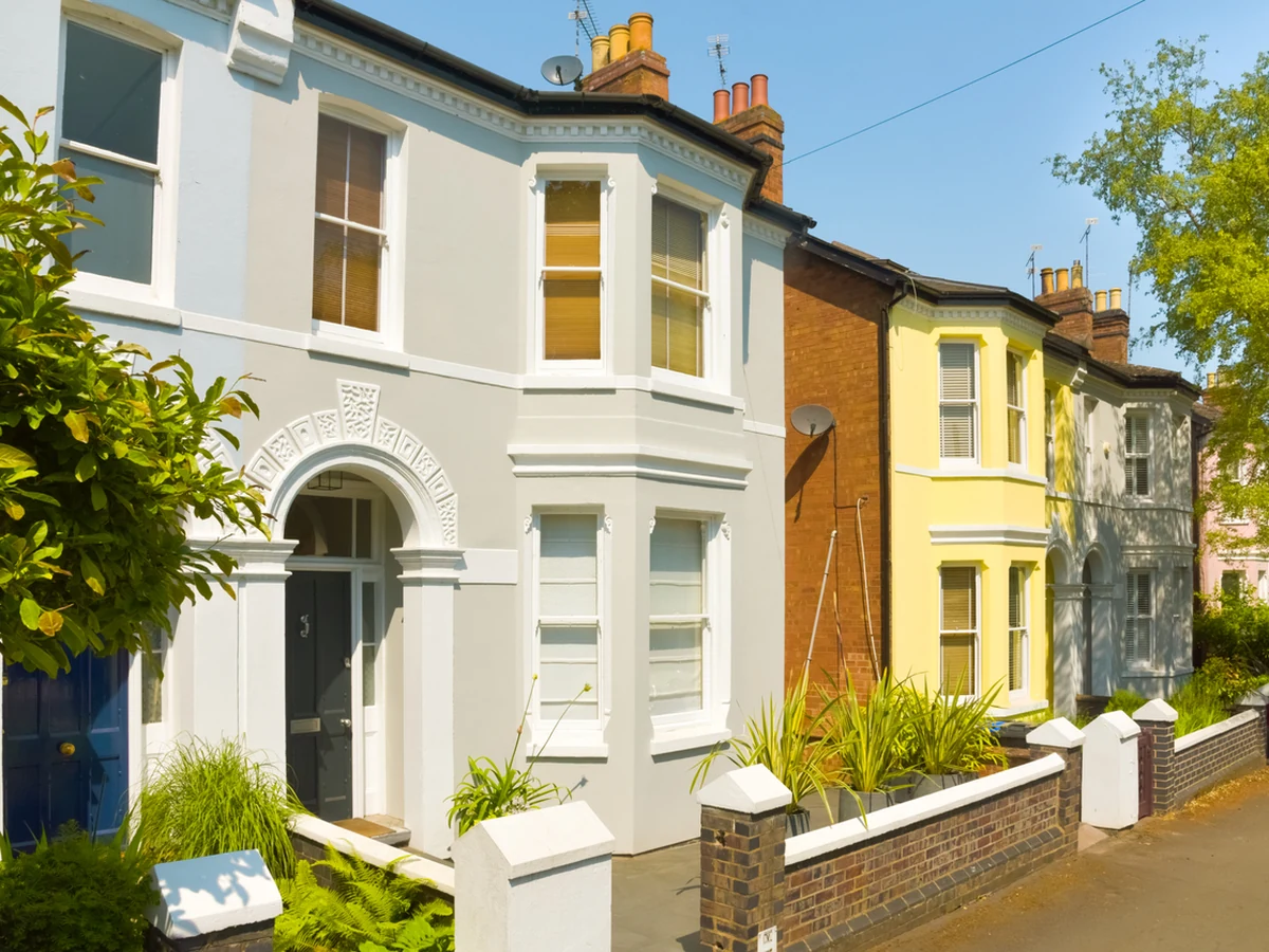 Painters and decorators in Ipswich - colourful Victorian terraced houses by Ipswich Painters