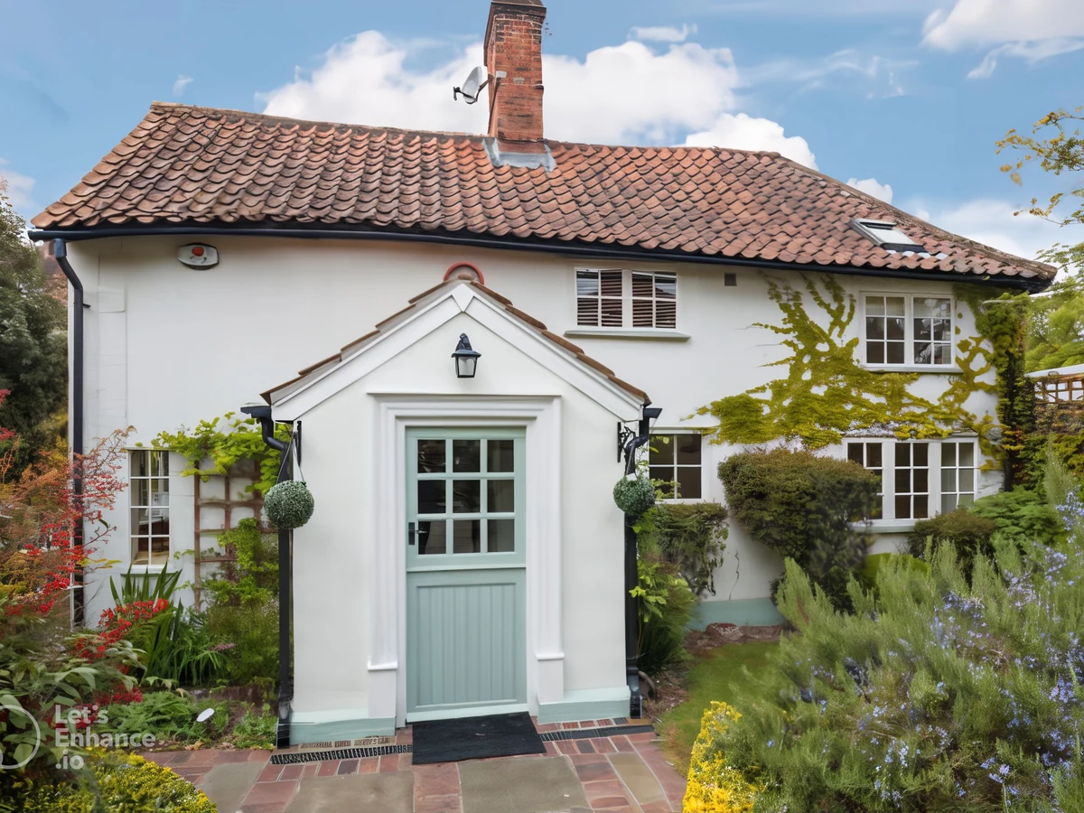 White cottage front door painting project in Ipswich showing attention to detail
