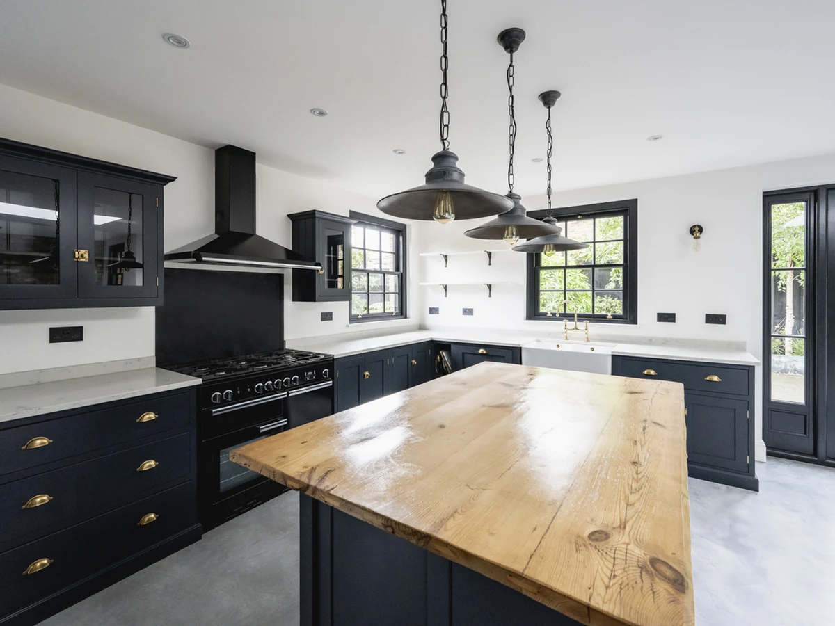 Spacious dark navy kitchen painting in Ipswich by Ipswich Painters